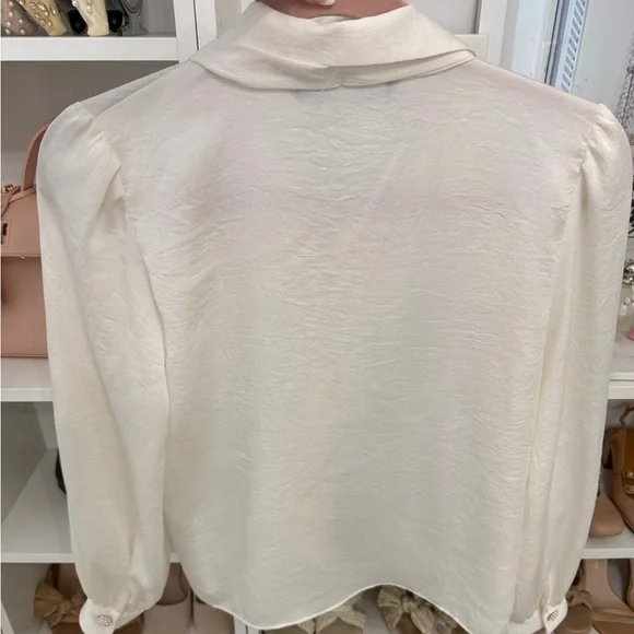 Zara Cream Pearl Button Blouse for Women XS - Picture 5 of 5